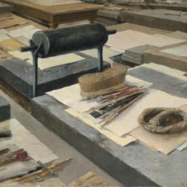 L'atelier de lithographie 3 - 41 x 33 cm